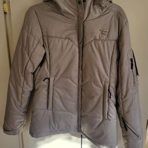 Rossignol Ski Jacket Gray Women's Size Medium Full Zip Winter Coat Hooded